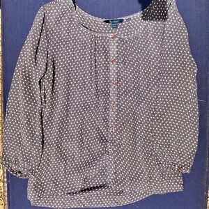 Boden Gray Polka Dot Blouse